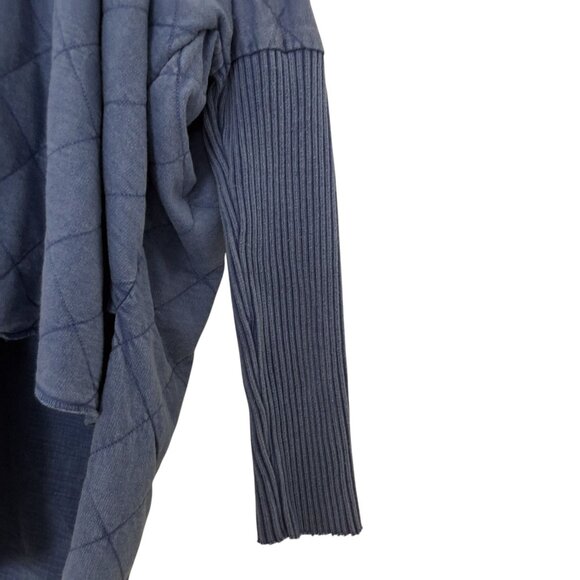 Free People Shiloh Quilted Sweatshirt Ribbed Collar Quarter Zip Size S - Picture 3 of 6